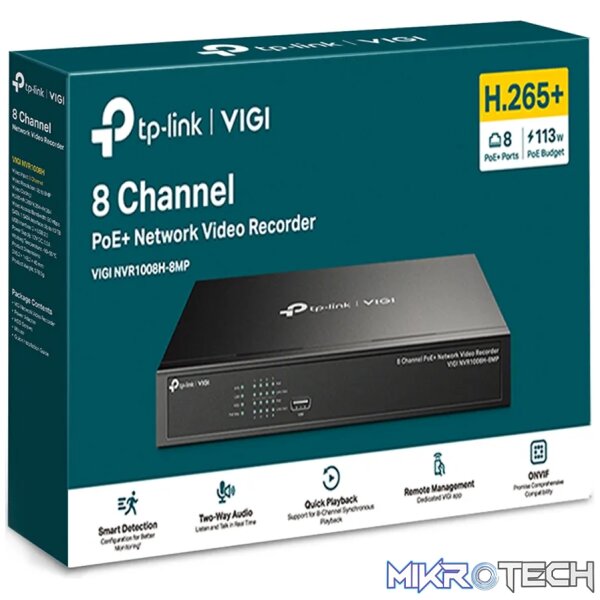 TP-Link VIGI NVR1008H 8-Channel 8MP PoE+ NVR | NVR1008H-8MP - Image 3