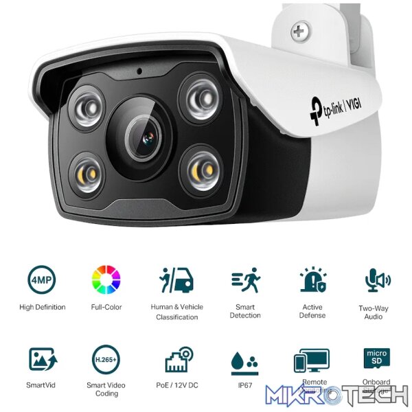 TP-Link Vigi C340 4MP 6mm Outdoor Full-Color Bullet Network Camera - Image 3