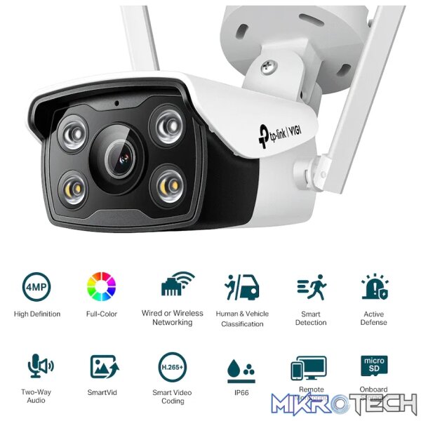 TP-Link Vigi C340-W 4MP 4mm Outdoor Full-Color Wi-Fi Bullet Network Camera - Image 2