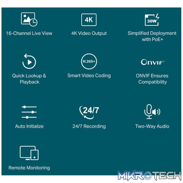 TP-Link Vigi NVR2016H-16P 16-Channel PoE+ Network Video Recorder - Image 8