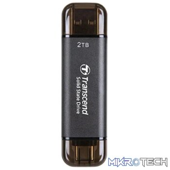 TRANSCEND 128 GB ESD310C USB3.2 TYPE A & C (USB 10Gbps) OTG COMPACT PORTABLE SSD  - Read 1050MB/s Write 950 MB/s - Black