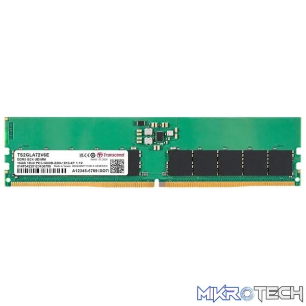 TRANSCEND 16GB DDR5-5600 ECC DIMM 1Rx8 2Gx8 CL46 1.1V TRANSCEND 16GB DDR5-5600 ECC DIMM 1Rx8 2Gx8 CL46 1.1V