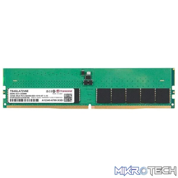 TRANSCEND 32GB DDR5-5600 ECC DIMM 2Rx8 2Gx8 CL46 1.1V TRANSCEND 32GB DDR5-5600 ECC DIMM 2Rx8 2Gx8 CL46 1.1V