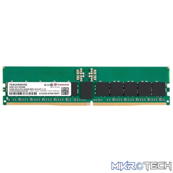 TRANSCEND 32GB DDR5-5600 REG-DIMM 2Rx8 2Gx8 CL46 1.1V TRANSCEND 32GB DDR5-5600 REG-DIMM 2Rx8 2Gx8 CL46 1.1V