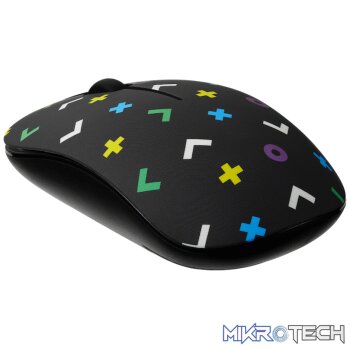 Tag Series 2.4G Wireless Optical Mouse with Nano USB and Type-C Receiver - Black Geo
