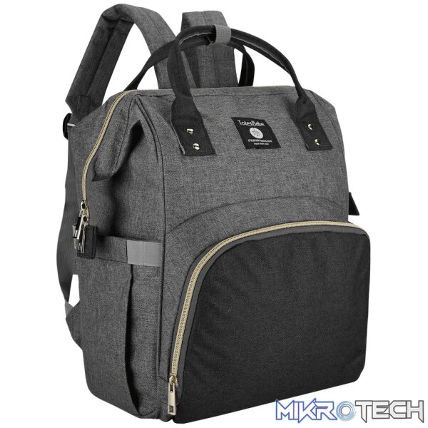 Totes Babe Alma Diaper Backpack Colourblock - Grey/Charcoal Totes Babe Alma Diaper Backpack Colourblock - Grey/Charcoal