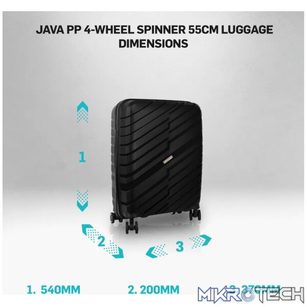 Travelwize Java PP 4-Wheel Spinner 55cm Luggage - Black - Image 13