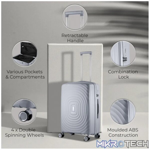 Travelwize Ripple PP 4-Wheel Spinner 3 Pc Luggage Set - Platinum - Image 6