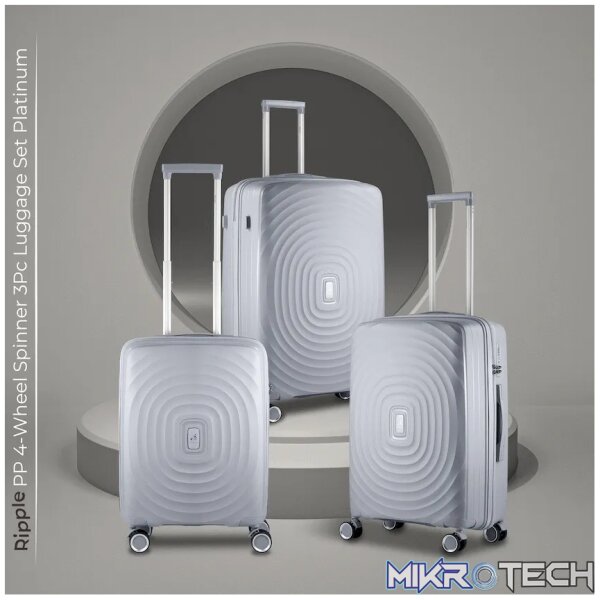 Travelwize Ripple PP 4-Wheel Spinner 3 Pc Luggage Set - Platinum - Image 8