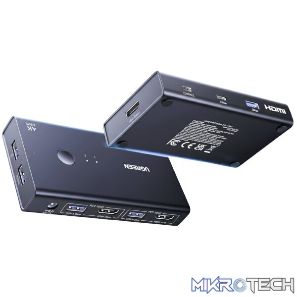 UGreen 2-In-1 HDMI KVM Switch 4 USB Ports 4K@60Hz–Black - Image 2