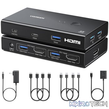 UGreen 2-In-1 HDMI KVM Switch 4 USB Ports 4K@60Hz–Black