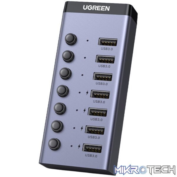 UGreen 7 in 1 USB 3.0 Hub-Grey - Image 2