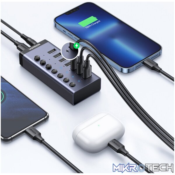 UGreen 7 in 1 USB 3.0 Hub-Grey - Image 5