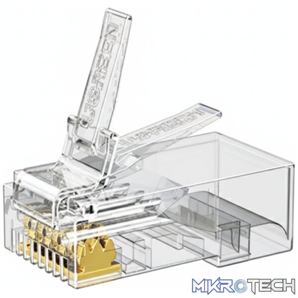 UGreen Cat6 RJ45 Modular Plugs (50 Pcs)–Transparent with Gold Contacts - Image 2