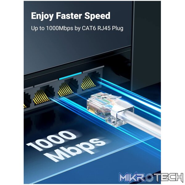 UGreen Cat6 RJ45 Modular Plugs (50 Pcs)–Transparent with Gold Contacts - Image 4