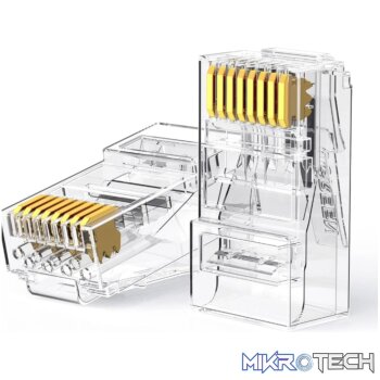 UGreen Cat6 RJ45 Modular Plugs (50 Pcs)–Transparent with Gold Contacts