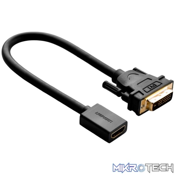 UGreen DVI to HDMI Cable Adapter 15cm | Male to Female | 1080p Full HD – Black UGreen DVI to HDMI Cable Adapter 15cm | Male to Female | 1080p Full HD – Black