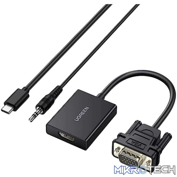UGreen VGA to HDMI Converter | Male to Female | 1080P Full HD – Black - Image 2