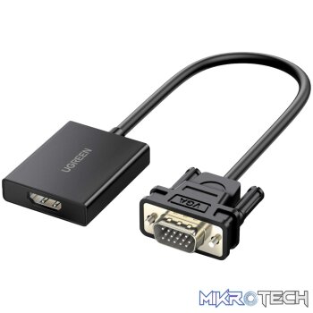 UGreen VGA to HDMI Converter | Male to Female | 1080P Full HD – Black