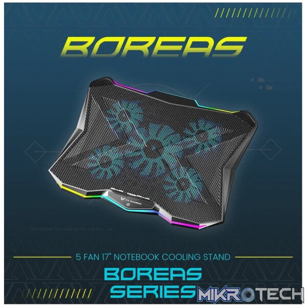 VX Gaming Boreas Series 5-Fan 17 inch Notebook Cooling Stand - Image 5