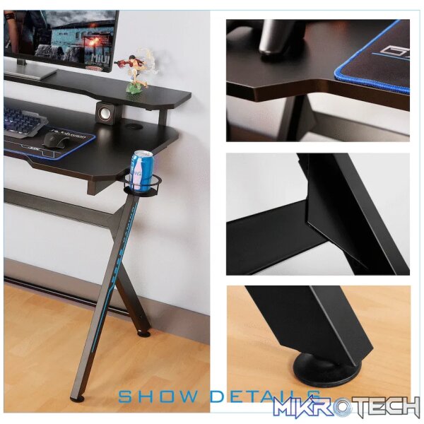 VX Gaming Donahue Gaming Desk - Black with Headphone Hook - Image 4