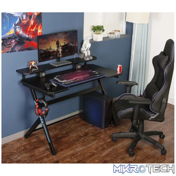 VX Gaming Donahue Gaming Desk - Black with Headphone Hook - Image 8