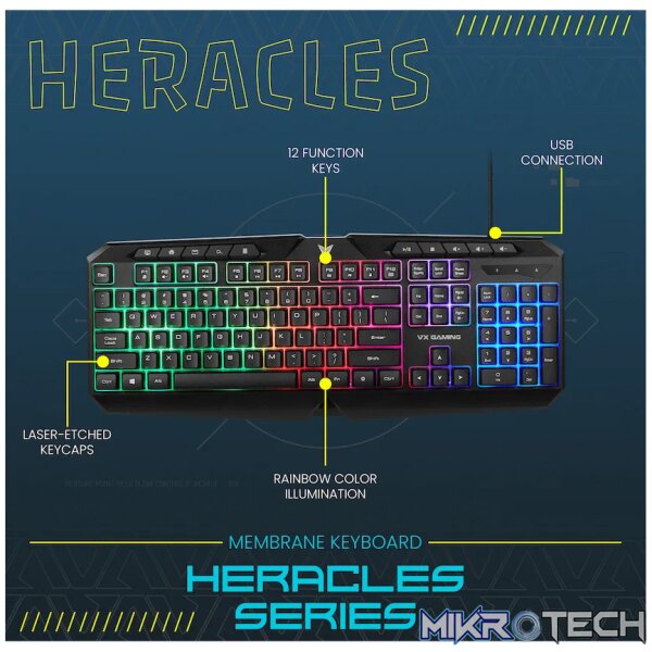 VX Gaming Heracles Series 4-in-1 Combo KB, Mouse, Mousepad, Headset - Image 5