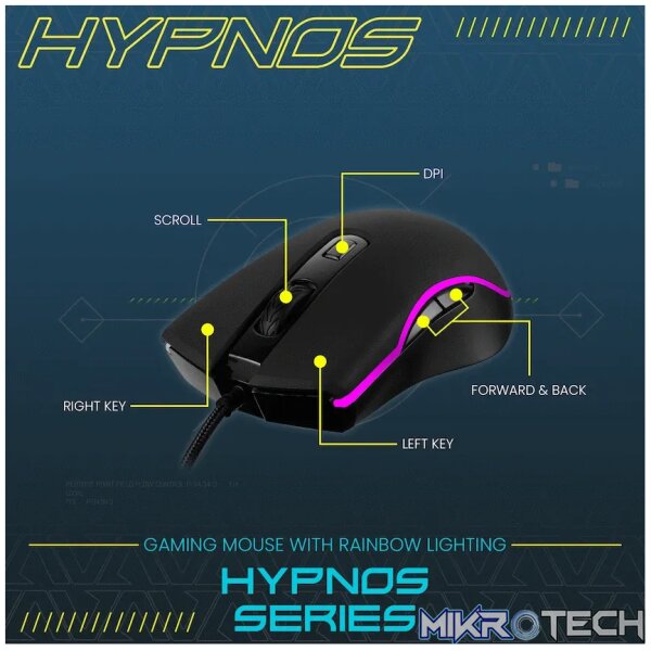 VX Gaming Hypnos Series Gaming Mouse with Rainbow Lighting - Image 3