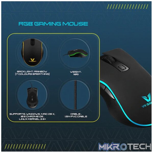 VX Gaming Hypnos Series Gaming Mouse with Rainbow Lighting - Image 4