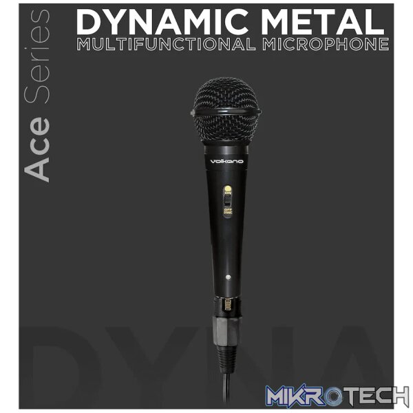 Volkano Ace Series Metal Wired Dynamic Vocal Microphone - Black - Image 4
