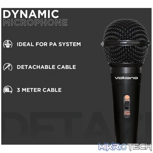 Volkano Ace Series Metal Wired Dynamic Vocal Microphone - Black - Image 5