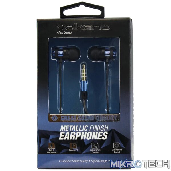 Volkano Alloy Series Metal Earphone - Blue - Image 3