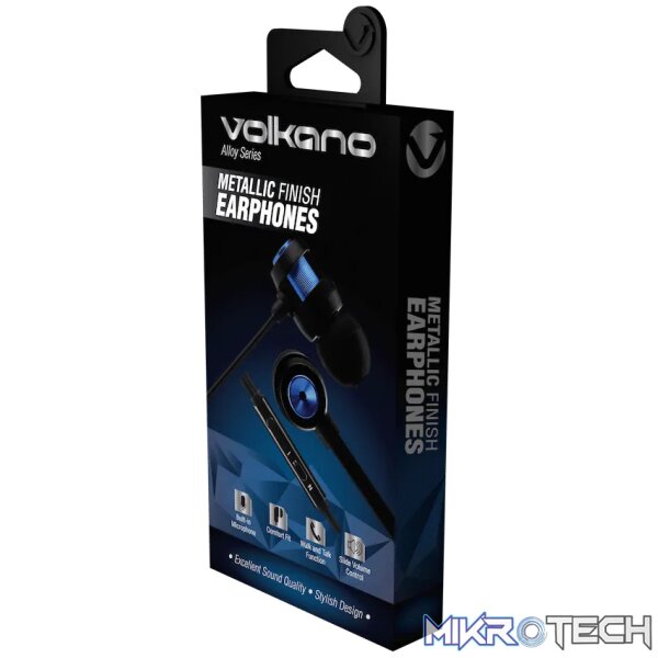 Volkano Alloy Series Metal Earphone - Blue - Image 4