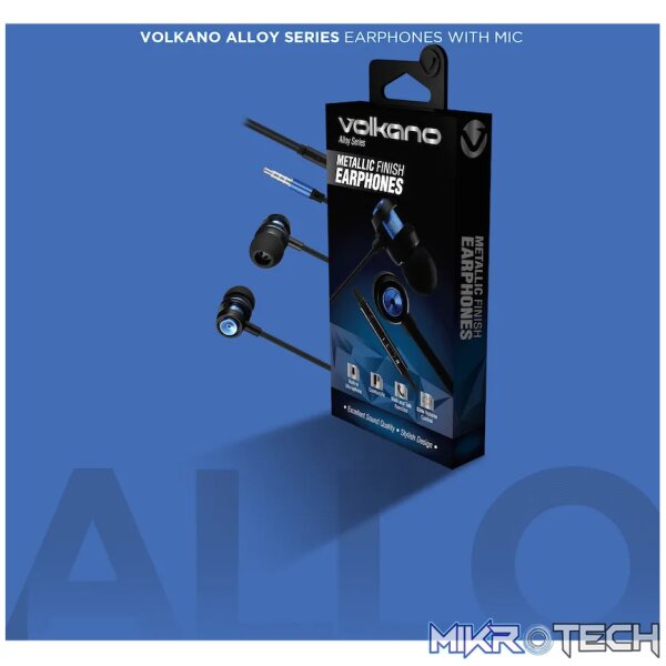Volkano Alloy Series Metal Earphone - Blue - Image 9