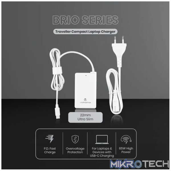 Volkano Brio Traveller Compact 65w GaN Laptop Charger - Image 3