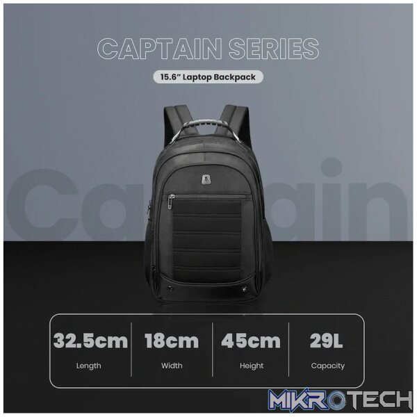 Volkano Captain 15.6 inch Laptop Backpack - Black - Image 6