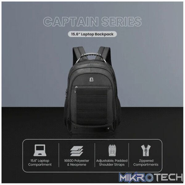 Volkano Captain 15.6 inch Laptop Backpack - Black - Image 8