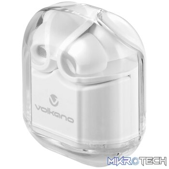 Volkano Crystalline Series TWS Earphone - White - Hardbox