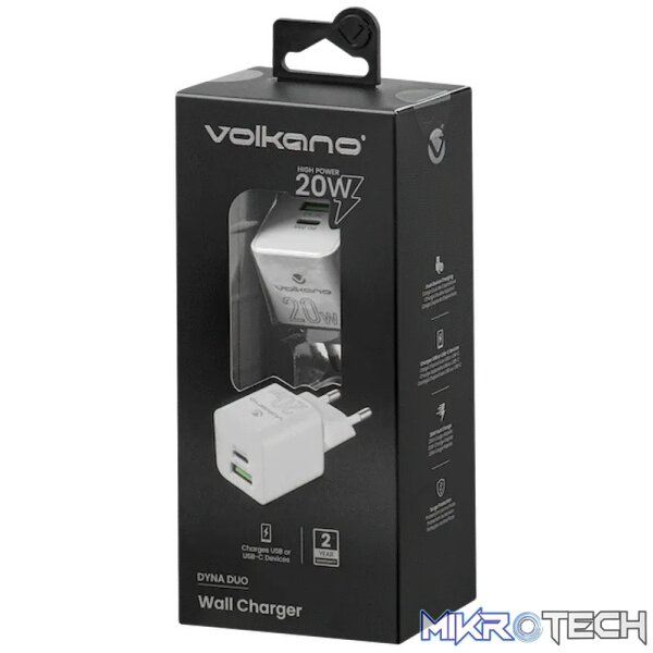 Volkano Dyna Duo 20w PD + QC 3.0 Wall Charger - Image 2