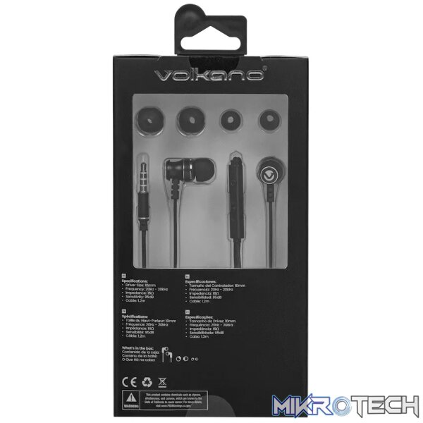 Volkano Earphones with Mic - STANNIC SERIES - Black - Image 4