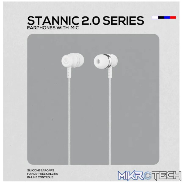Volkano Earphones with Mic - Stannic Series - White - Image 5