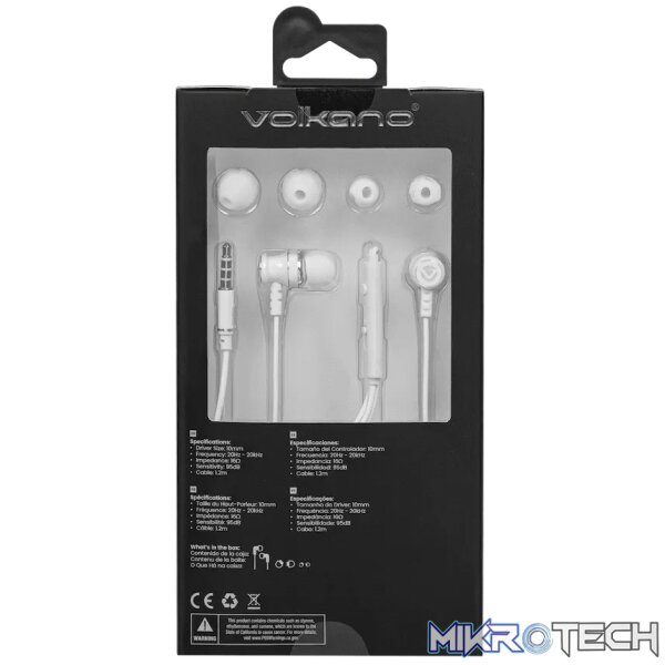 Volkano Earphones with Mic - Stannic Series - White - Image 9