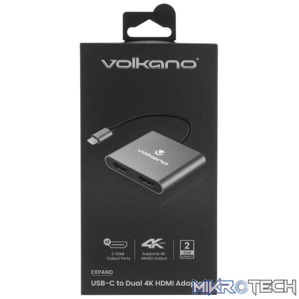 Volkano Expand Series USB-C to Dual 4K HDMI Adaptor - Image 2