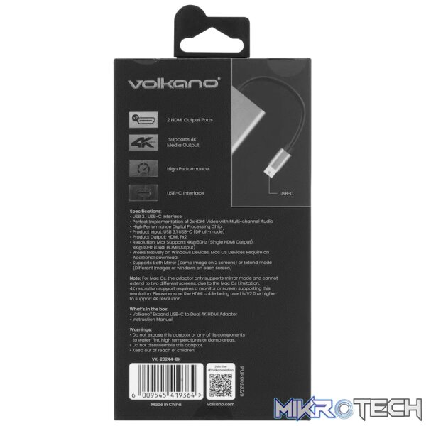 Volkano Expand Series USB-C to Dual 4K HDMI Adaptor - Image 5