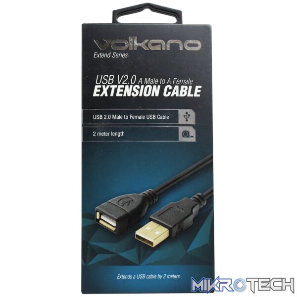 Volkano Extend Series USB Extension Cable - 2m - Black - Image 3