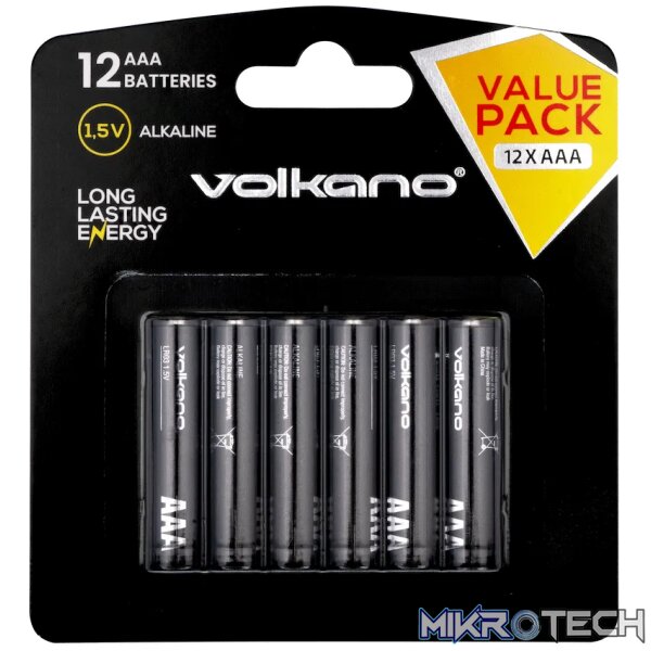 Volkano Extra AAA Batteries Value Pack of 12 Volkano Extra AAA Batteries Value Pack of 12