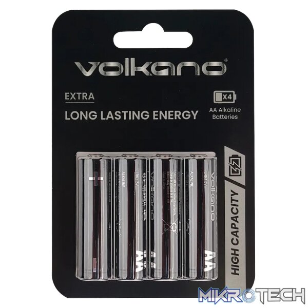 Volkano Extra series Alkaline Batteries AA pack of 4 Volkano Extra series Alkaline Batteries AA pack of 4