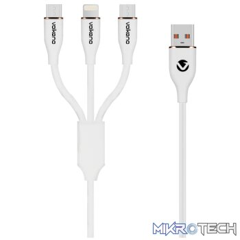Volkano Flexi Series 3-in-1 Charging Cable - White