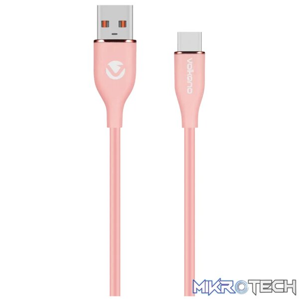 Volkano Flexi Series USB to Type-C 2.5m 30w - Pink Volkano Flexi Series USB to Type-C 2.5m 30w - Pink