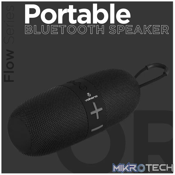 Volkano Flow Series Portable Bluetooth Speaker - Black with Grey Buttons - Image 12